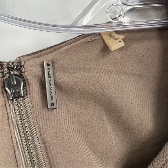 🎉HP🎉 Elie Tahari Coffee Brown Suede Laser Cut Dress - size 14 - Picture 9 of 14